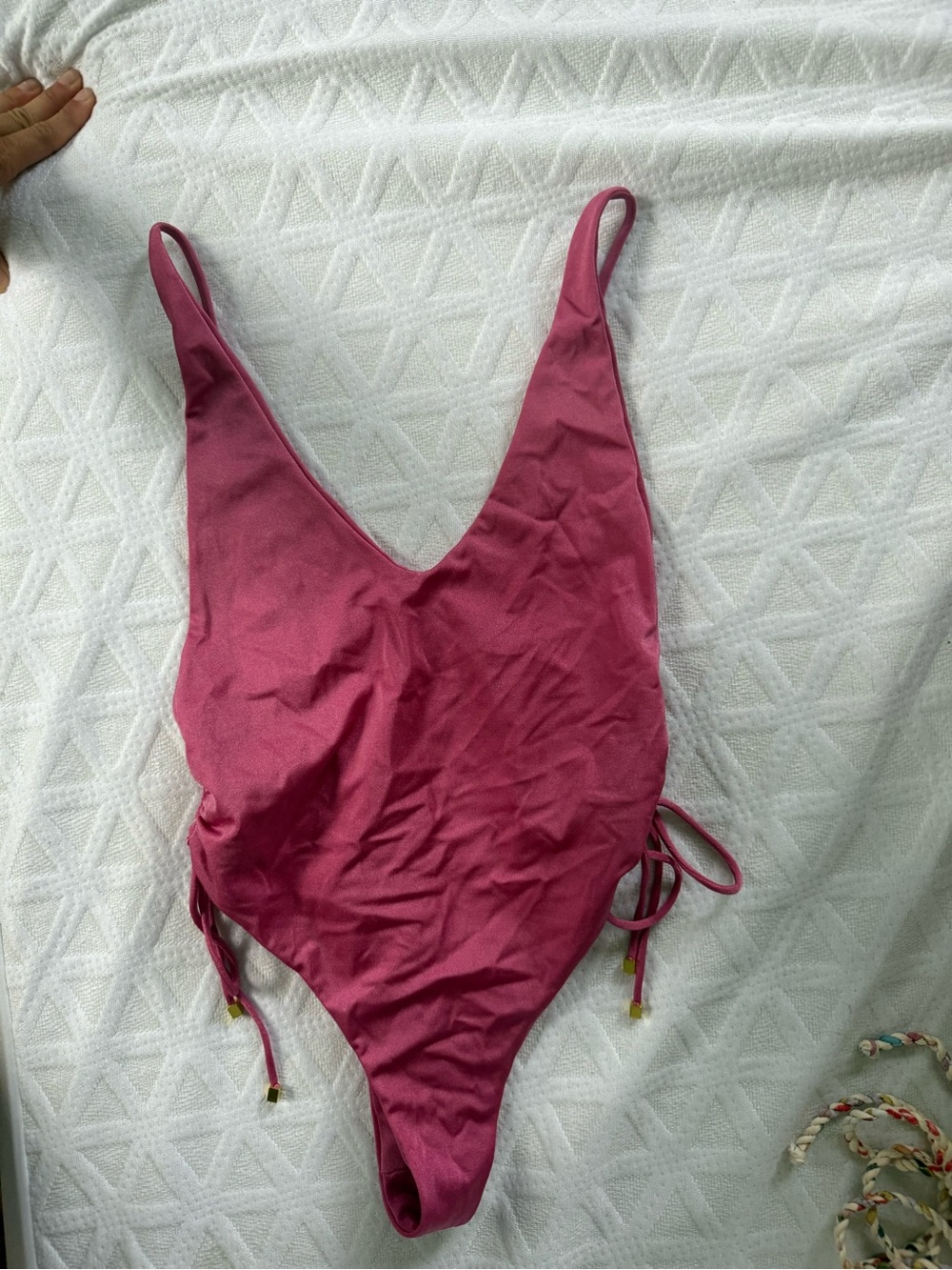 Deep V One-Piece Swimsuit in Rose